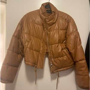 LOVE TREE Devi Faux Leather Puffer Jacket.